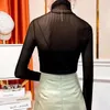 Koszule damskie TOTOTETFANX Długie rękaw przezroczystą koszulę Slim Womens Tops Kobiety