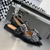 Klänning Summer Womens Flat Punk Metal Buckle Casual Pointed Toe Shoes Back Strap Mules Design Sandaler Ladies011