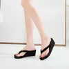 Slippers Women&#39;s Solid Color Shoes Non-slip Feet Flip-flops High-heeled Wedges Beach Sandals High Quality Comfy Daily