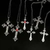 Navel Bell Button Rings Large Detailed Cross Drill Pendant Jewel Necklace Silver Color Tone Gothic Punk Jewellery Fashion Charm Statement Women Gift Red 230830