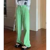 Calças de brim femininas verde cintura alta para mulheres chique americano vintage moda streetwear perna larga jean feminino calças y2k baggy denim calças