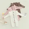 Rompers Autumn Infant baby Romper Cotton Knit Long Sleeve Ruffle Solid Color Girls Jumpsuits born Girls Outfit Baby Clothes 230830