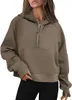 Felpe con cappuccio da donna Felpe con mezza zip in pile corto Maglioni pullover quarti da donna Abiti autunnali 2023 Abiti invernali