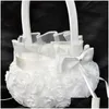 Otros suministros festivos para fiestas Ceremonia de boda Caja de amor Satén Elegante Bowknot Rose Flower Girl Basket Drop Entrega Home Garden OTM9E