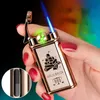 Inductive Band Light Battery Ignition Butane No Gas Lighter Metal Windproof Visible Bin Creative Cigar Smoking Accessories HV2G