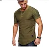 T-shirt da uomo 2023 Camicia di cotone estiva da uomo T-shirt a maniche corte con foro moda Solid Spring O Neck Top Maglietta casual