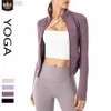 2023 Desginer Al Yoga t Short Top Women's Sports Coat Autumn and Winter Women's Standing Neck Zipper Running Sports Coat Slim Fit Finger Sleeve Long Sleeve Cardigan