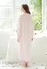 Women's Sleepwear Spring And Autumn Long-sleeve Royal Princess Nightgown Full Dress Fashion White Knitted Cotton Lounge