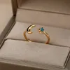 Bandringe Zirkon Mond Für Frauen Edelstahl Leuchtender Stern Verstellbarer Fingerring Ästhetischer Hochzeitsschmuck Geschenk Bague Femme 230830