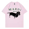 Men's T Shirts Korea Fashion Mardi Men T-shirt Summer Casual Versatile Oversized Shirt Cotton Women Tee Top Harajuku Print Dog Hip Hop