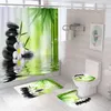 Duschgardiner 3D lyxiga duschgardiner med grön scen badrumsgardiner av hög kvalitet tyg badmatta set heminredning R230830