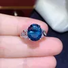 Cluster Rings Colife Jewelry Classic Topaz Ring for Party 9mm 11mm Natural London Blue Silver 925