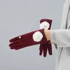Mittens Winter Gloves For Women Camellia Brand DesignerMitten Warm Touch Screen Flower Decoration Driving 230830