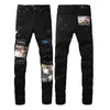 2023 N577 Viola Jeans firmati Jeans da uomo High Street America per uomo Ricamo Oversize Strappato Patch Hole Denim Moda Streetwear Skinny Slim