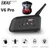 EJEAS V6 Pro Bluetooth Motorcycle Helmet Healset Intercom 850MAH V6 Plus Moto Communicator 1500Mインターホン6人のライダー +ギフトQ230830