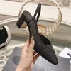 New CH Classic Designer Dress Shoes Fashion Designer Sandals with Colorful Rhinestone Thick Heel Square Toe Sandals High Heel Slippers Sheepskin Women's Shoes