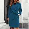 Wool Blends Women Women Pink Trench Płaszcz swobodnie długi płaszcz Lapel Otwórz przednią przednią kardigan wełniany buty zimowe kurtki na 230830