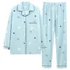 Mannen Nachtkleding Mannen Pyjama Sets 2023 Lente Herfst Nachtkleding Turn-down Kraag Lange Mouw Tops Broek 2 Stuks pak Mannelijke Thuis Kleding