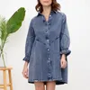 Abiti casual Abito da donna Comodo Midi Chic Primavera/autunno Vestibilità ampia Monopetto Maniche a lanterna con risvolto