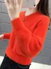 Women's Sweaters 2023 Autumn Winter Thick Sweater Women Knitted Solid Pullover Long Sleeve Fasion ShortJumper Soft Warm Pull Femme Q658