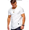 T-shirt da uomo 2023 Camicia di cotone estiva da uomo T-shirt a maniche corte con foro moda Solid Spring O Neck Top Maglietta casual