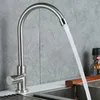 Kitchen Faucets Stainless Steel Faucet 304 360°rotation Elbow Single Cold Water Lever Hole