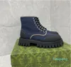 Stivaletti da uomo di design di alta qualità Stivaletti da alpinismo con allacciatura ad incastro Stivali da combattimento con allacciatura ad incastro Escursionismo Cavaliere Moda donna Jacquard Denim Lettera Casual DHgate