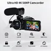 Camcorders 4K Camcorder Ultra HD 56MP مدونة فيديو لـ YouTube 18 X Digital IR Night Vision WiFi مع Microphon 230830