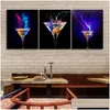 Schilderijen Blauw Licht Wijnglas Canvas Poster Bar Keuken Decoratie Schilderen Moderne Home Decor Art Foto Eetkamer Decoratio Dhai9