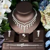 Necklace Earrings Set HIBRIDE Elegant Bridal Wedding Party And Leaf Flower Design CZ Women Boutique Zircon N-1346