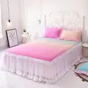 Bed Skirt Candy Gradient White Gauze One Piece Princess Style Elegant Bedspread Mat Cover