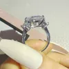 Band Rings Arrival Luxury Rectangle Engagement Ring for Women Anniversary Gift Jewelry Wholesale R7170 230829