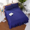 Bed Skirt Elegant Korea Style Ruffled Dust Gatherd Add Platform Three Sided Coverage Bedcover -16 Inch(40cm) High(No Pillowcase)