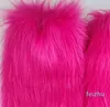 Bottes rétro en fourrure rouge rose, chauffe-jambes, chaleur d'hiver, bottes en fourrure artificielle Harajuku, bas à poignets, vêtements de rue