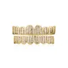 18k guldtänder grillz set stege fyrkantig zirkonium full diamant mikro inlagd stora guld tänder mångsidiga hiphop kroppsmycken för män och kvinnor