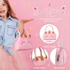 Beleza moda crianças kit de maquiagem real para meninas com saco de unicórnio rosa não tóxico lavável compõem brinquedo presente fingir jogar 230830