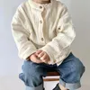 Camicie per bambini Bambini retrò in cotone e lino Primavera Autunno Coreano Ragazzi Ragazze Casual Colletto rialzato con bottoni WT042 230830