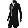 Herrgravrockar Vinter Casual Coat Men Mid-längd British Slim Jacket Double Breasted Solid Color Man Long 2023