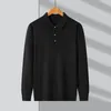 Herr t-skjortor ljus lyxig high-end våffel ullpolo skjorta långärmad 2023 Autumn Trend Leisure Business Lapel T-shirt Knitting Top Men