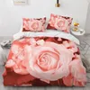 Beddengoedsets Mooie pioenrozen Roze Romantisch dekbedovertrekset 3 stuks Lichtgewicht microvezel 1 2 kussensloop Comfortabel