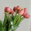 Fiori decorativi 5 teste di fiori tulipano artificiale bouquet di seta decorazioni per la casa tavolo di nozze decorazione della stanza regalo F741