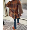 Womens Wool Blends Women Plaid Woolen Blazers Tweed Winter Jacket Trench Coat Elegant Chic Overcoat Korean Fashion clothing Suits Autumn Plush 230830