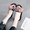 Slippers Flowers Women Platform Shoes Summer Wedges Fresh 2023 Korean Beach Flip Flops Anti-skid Sweet Girls Slides Casual