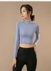 Aktiva skjortor Kvinnor Yoga Top Spray Small Round Neck Casual Long-Sleeved Slim-Fit Slant Running Sports Fitness Suit Autumn and Winter