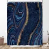 Shower Curtains Marble Shower Curtain Blue Curtain Set Abstract Luxury Golden Glitter Veins Texture Curtains for Bathroom Waterproof Fabric R230830