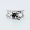 Bröllopsringar Santuzza äkta 925 Sterling Silver Ring for Women Unik delikat Black Spider Trendy Party Fashion Jewelry 230830