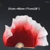 Stage Wear Silk Burgundy White Veils Chiense Yangko Dance Short Hand Fan Two Layers Half Circle 61cm-86cm Length