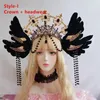 Lolita Goddess Costume KC Headband Angel Gold Goddess Headpiece Virgin Mary Halo Bride Crown Bead Chain Baroque Tiara Headwear