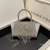 Sac à bandoulière de luxe pour femmes, sac de dîner de célébrité sur Internet, boîte de nuit, chaîne tendance, plein de diamants, 2023