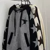 Мужские свитера корейская мода мужская Zip Up Star Star осень зимний свитер Y2K Streetwear Vintage Men Cardigans Coats Sweater Sweaters 230829